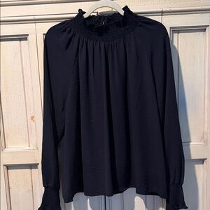 Nine West Black Smocked Blouse